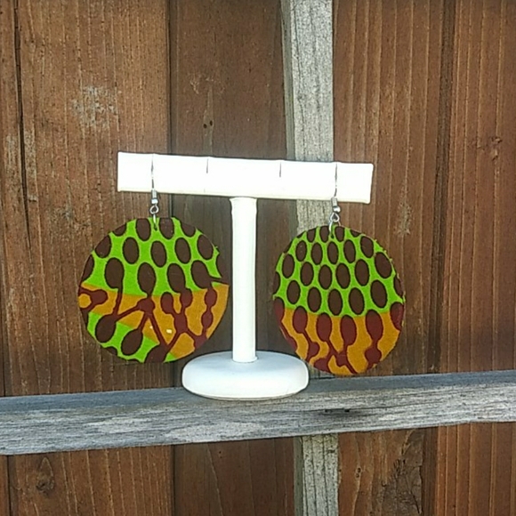 African Fabric Earrings Ghana New w/o Tags - Picture 1 of 3